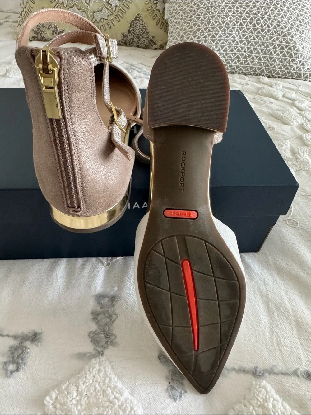 Rockport Trutec Women's Neutral Beige Ankle Strap Dress Shoes